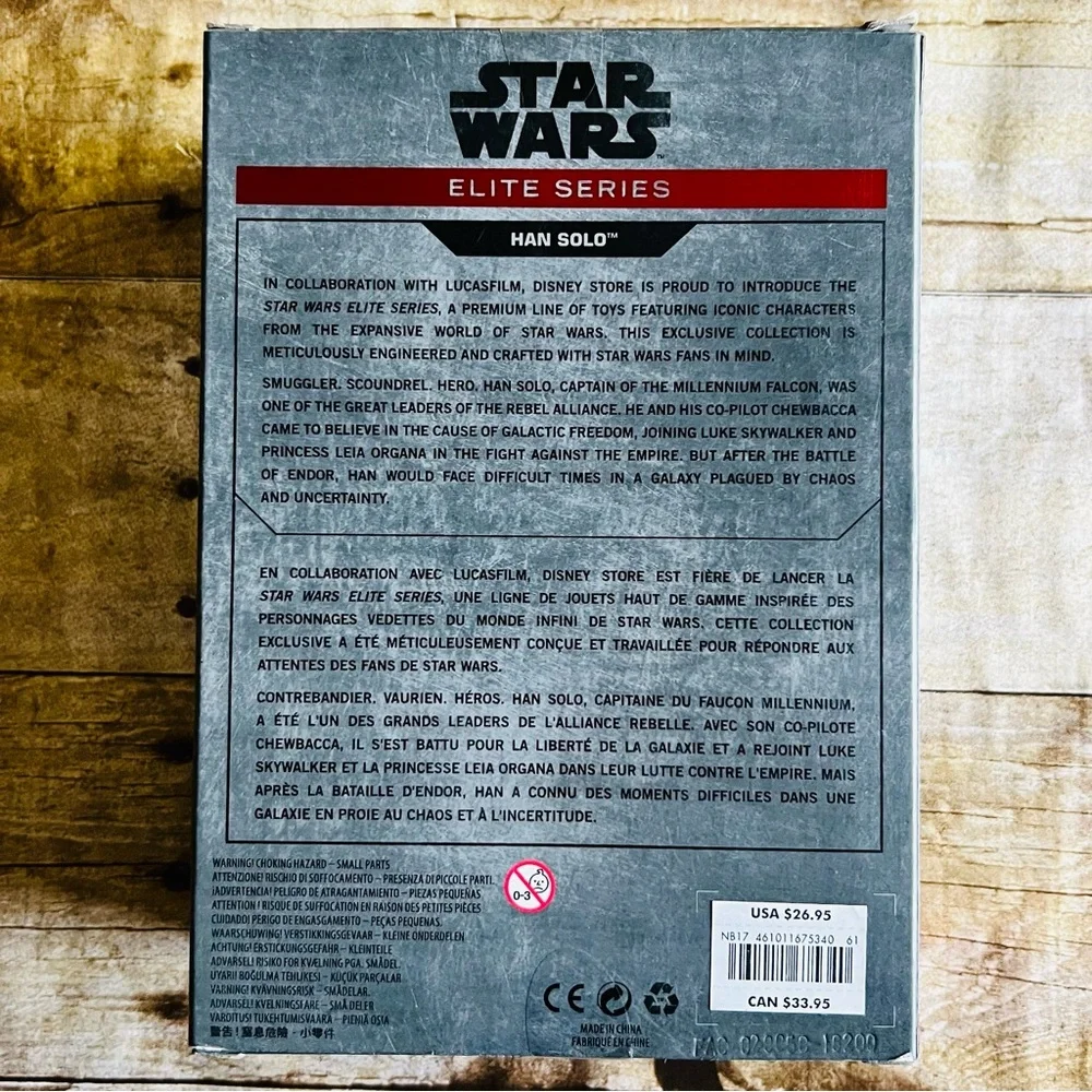 Disney Store Star Wars Elite Series Han Solo Die Cast Action Figure New Boxed